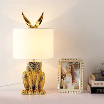 

Creative personality rabbit decoration bedroom bedside table lamp resin LED learning office study lamp WF5061455
