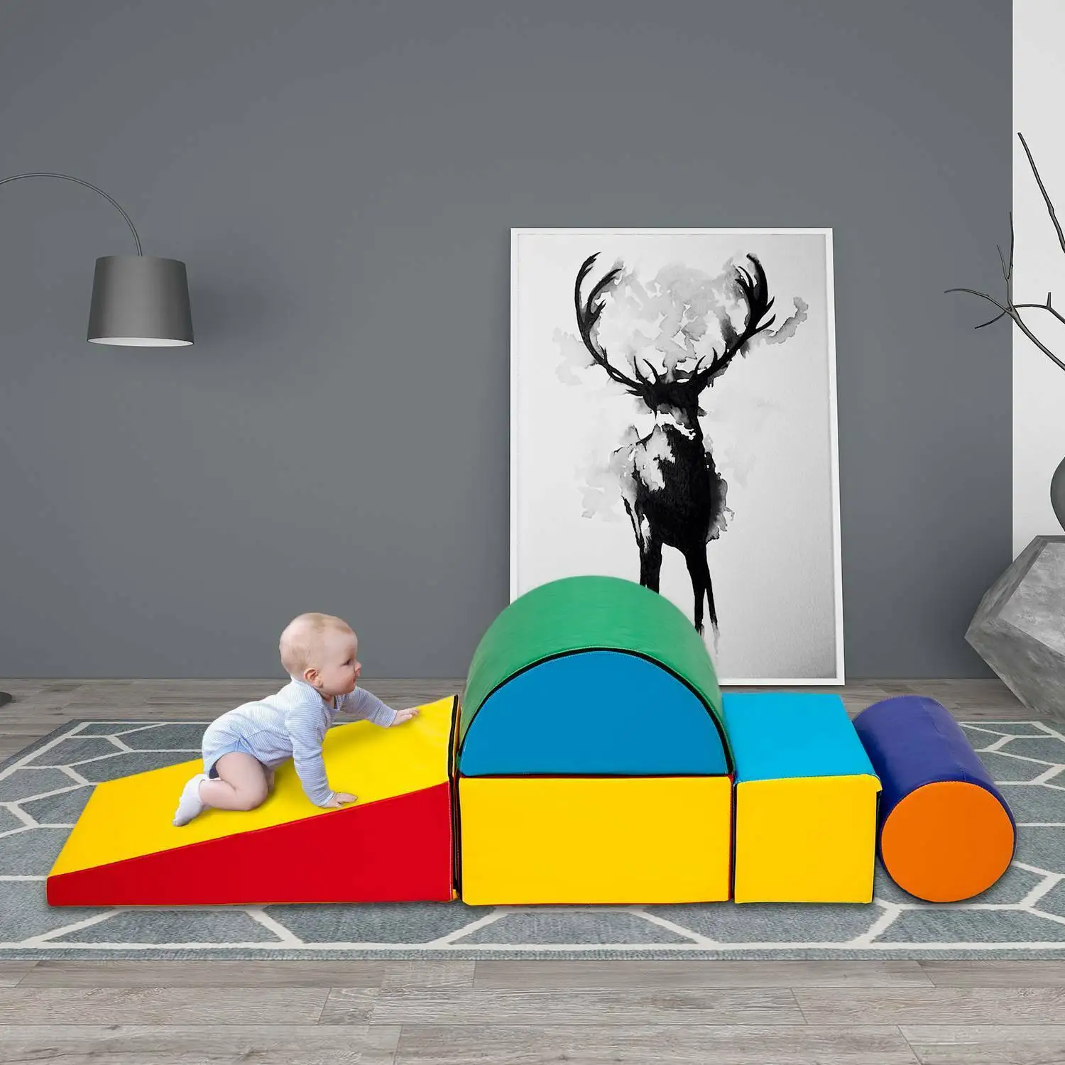 

Children Props Balance Training Sports Kids Teamwork climb slopes slide and crawl with brightly colored foam blocks