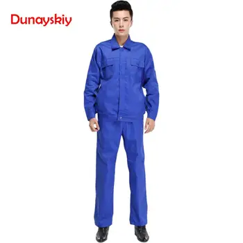 

Long-sleeved Solid Color Work Clothes Suit Men And Women Button Factory Spring And Autumn Tooling Uniform New Sets And Suits
