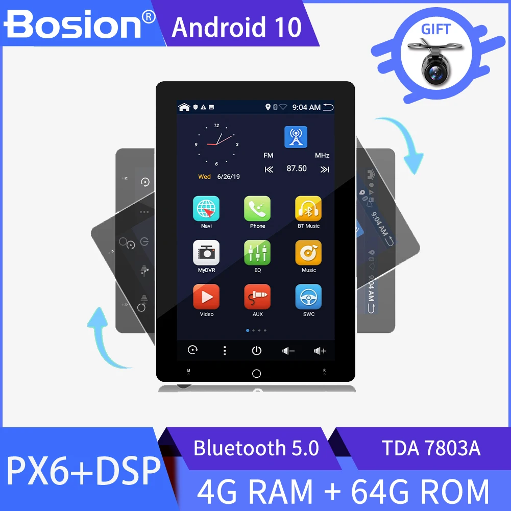 Универсальная Автомагнитола на Android 10 с функцией поворота дюймов GPS Wi-Fi usb sd