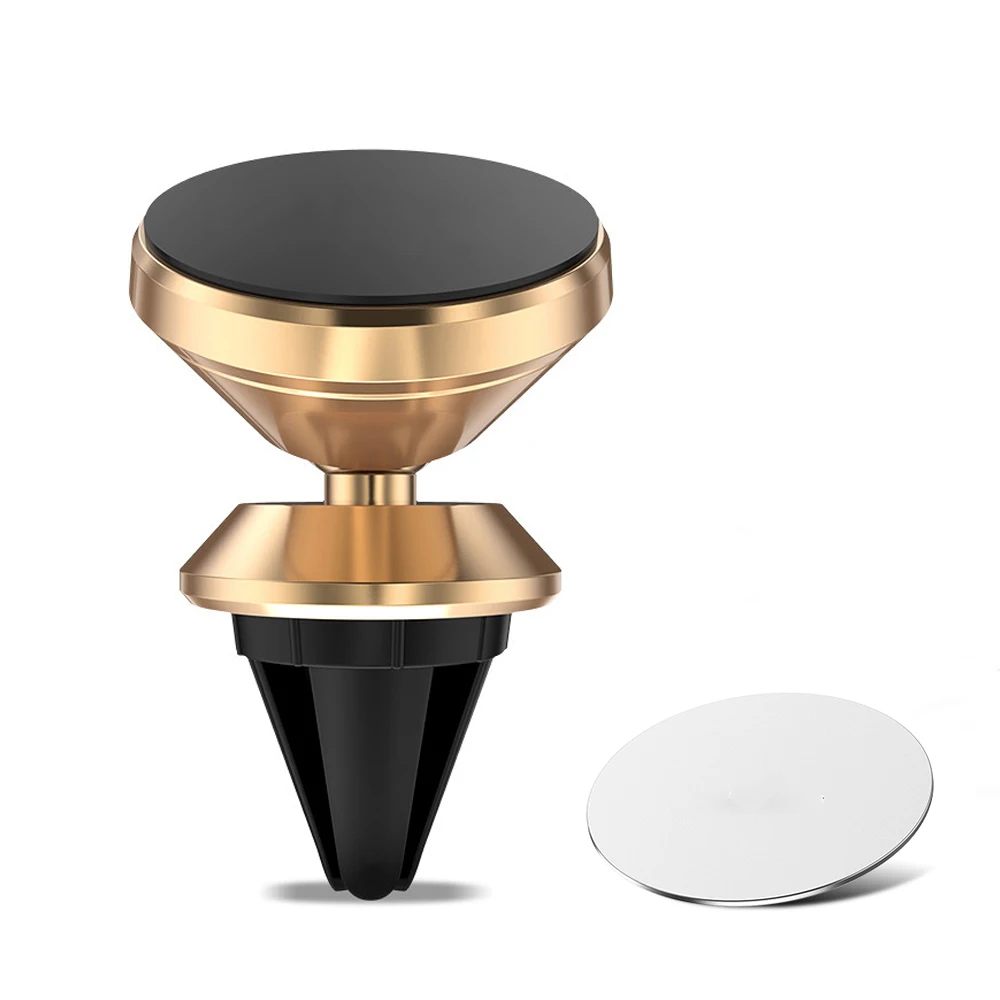Gold 360 Вращающийся магнитный держатель на вентиляционное отверстие для мобильного телефона в автомобиле gps навигация Универсальный кронштейн подставка Магнитный Автомобильный держатель для телефона - Цвет: Gold