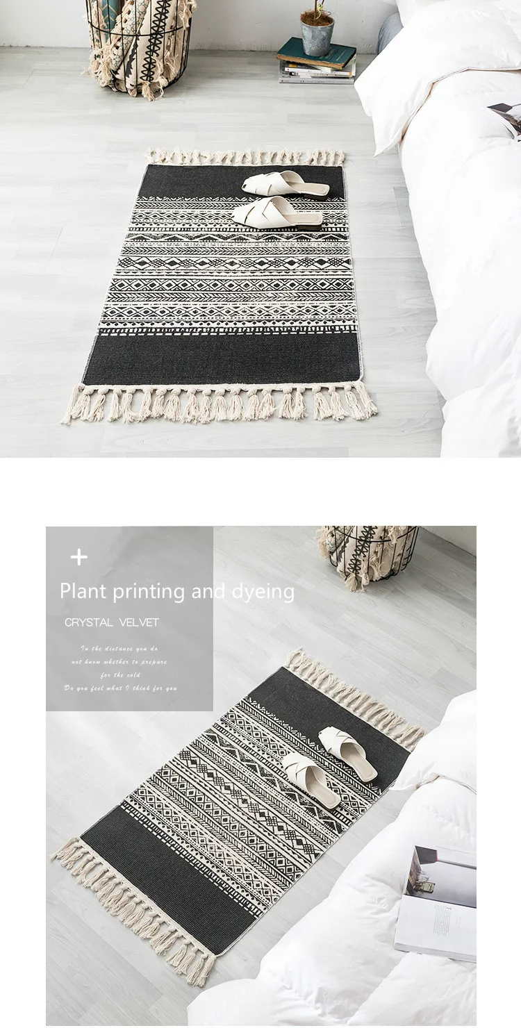Helper Description Diagram：A thin tapestry carpet with cotton printing and vintage plain color for generations of cross-border Nationalities