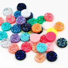 Новая мода 40 шт 12 мм смешанные AB цвета Druzy натуральная руда стиль плоская задняя Смола Кабошоны для браслета серьги аксессуары
