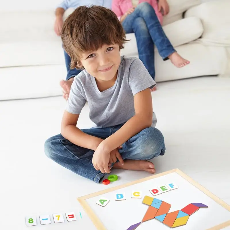 Креативные Магнитные Головоломки из 244 штук, деревянные наборы Tangram для развития детей, деревянные головоломки Tangram, развивающие игрушки для детей