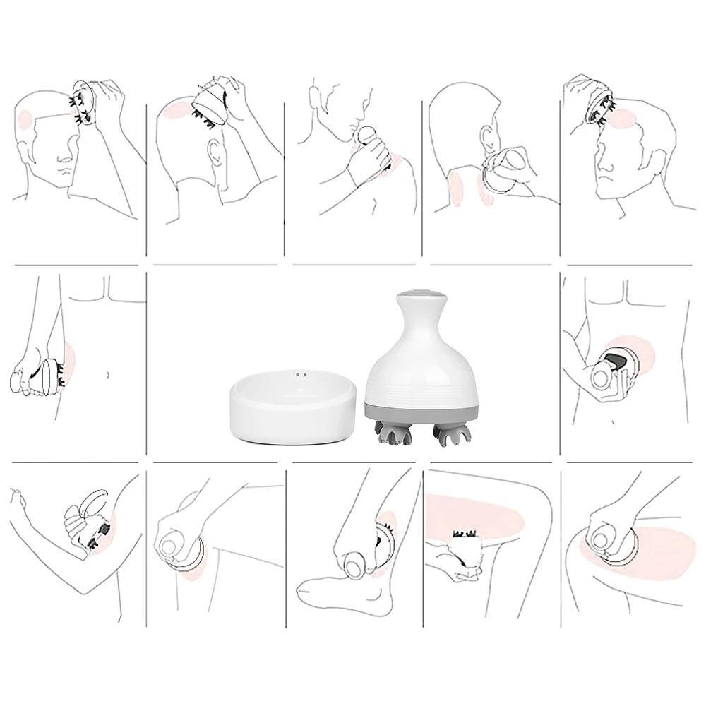 Portable Paw Shape Handheld Massager Rechargeable Electric Head Scalp Massage Tool Relaxation for Also Human and Pets Cats Dogs