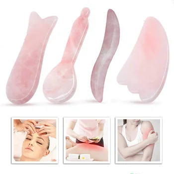 

Rose Quartz Jade Guasha Board Natural Stone Scraper Chinese Gua Sha Tools For Face Neck Back Body Acupuncture Pressure Therapy