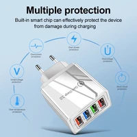 3A USB Charger 4 Port USB Quick Charge 3.0 EU US Plug Mobile Phone Charger Wall Adapter Portable Fast Charging For iPhone 16 Pro 4