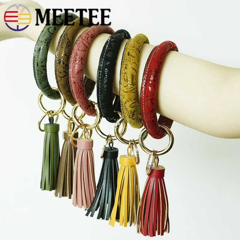 Meetee 2 шт. модный PU браслет Kaychain кольцо для ключей Подвеска Пряжка DIY ручной кошелек анти-потеря кисточка крючок украшения Аксессуары