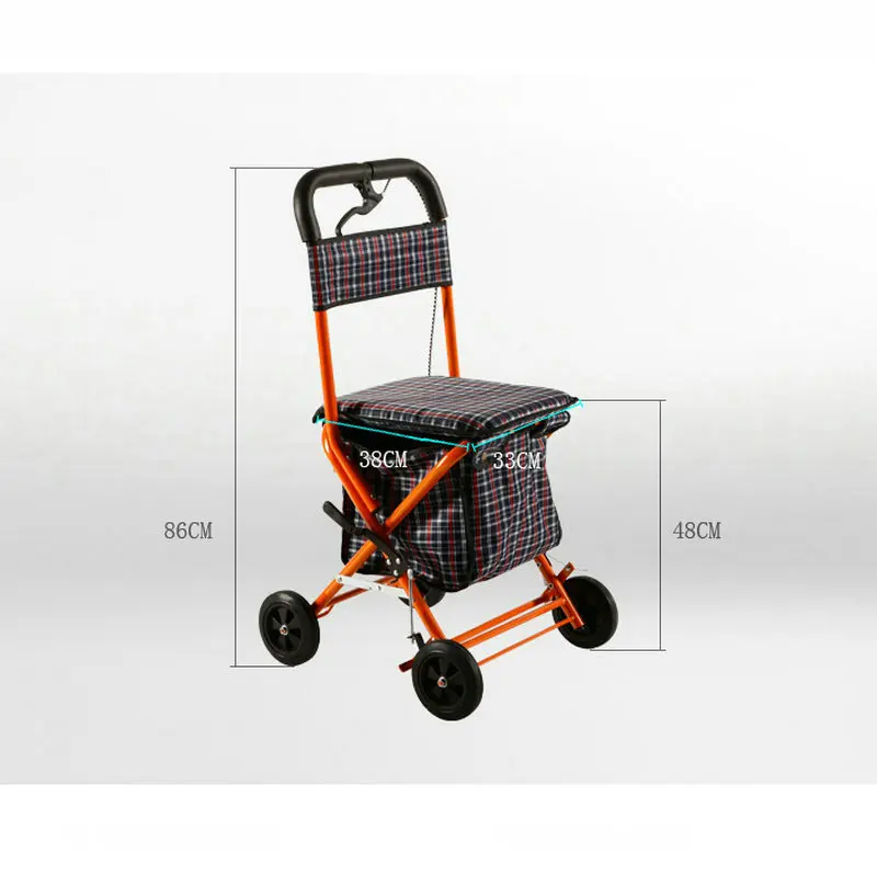 Dual Function Seniors Walker, 4-Wheeled Portable Cart With Hand Brake, Elderly Wheelchair Stroller