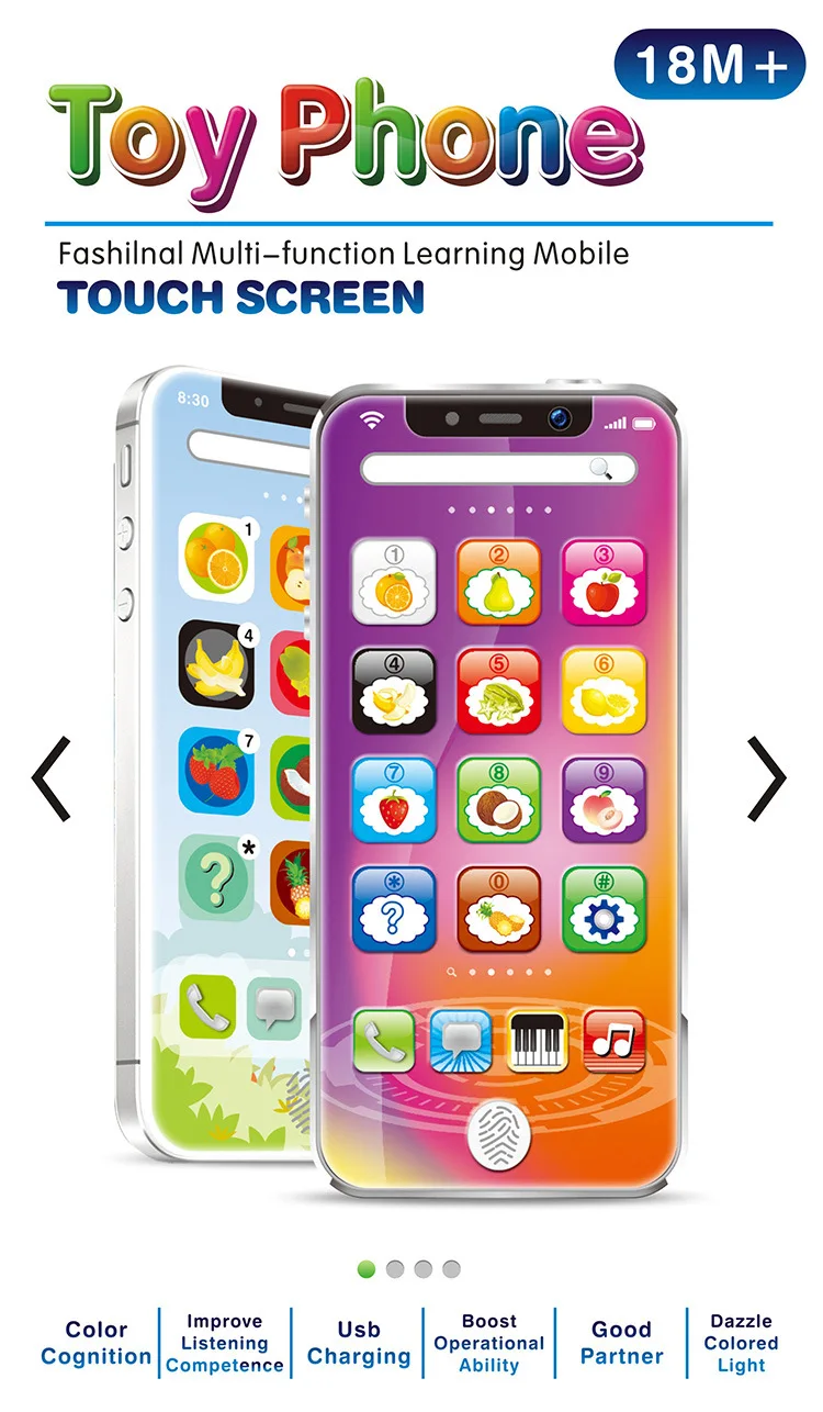 Cellphone with LED Baby Kid Educational phone Toy Simulation Phone English Learning Early Education Machine Mobile Phone Toy