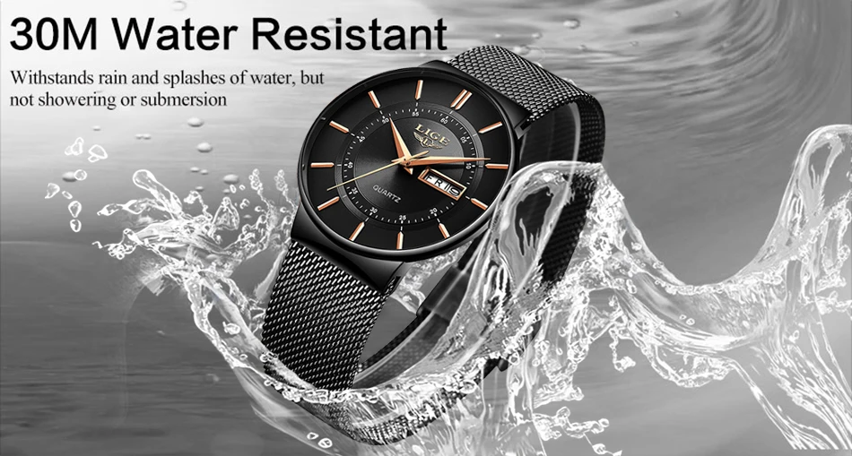 Women Watches LIGE Top Brand Luxury Waterproof Ultra Thin Date Clock Steel Strap Casual Quartz Watch Women Sport Wrist Watch+Box