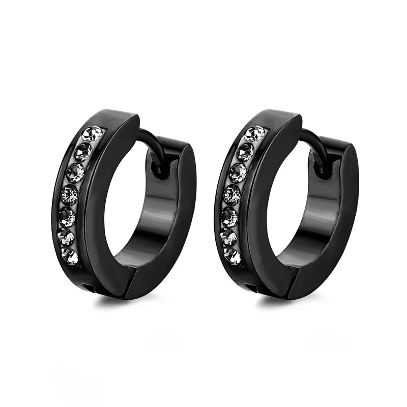 1 Pair Punk Men/Women Small Ear Circle Earrings Stainless Steel Piercing Ear Buckles Heart Round Hoop Earring Gothic Jewelry - Окраска металла: Style 9