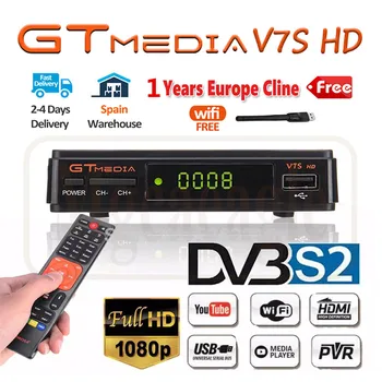 

Freesat v7 hd Satellite Receiver gtmedia v7s Decoder gtmedia v7hd Europe Cline for 1 Year 1080P USB Wifi Spain Portugal Channels