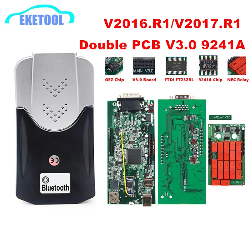US $35.65 Tcs Pro For CarsTrucks Bluetooth 2017R1 2016R1 Free Keygen Double Pcb Nec Relay 9241a V30 Obd2 Diagnostic Scanner