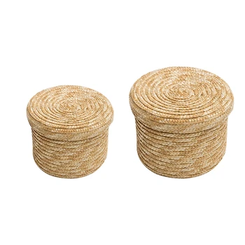 

Wheat Straw Woven Storage Basket Storage Basket Innovative Basket Rustic Natural Brown Finish Storage Decorative Basket(Medium )