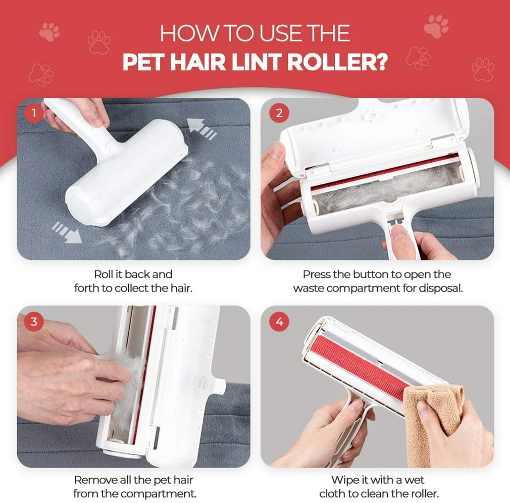 New Pet Hair Removal Brush Clothes Sofa Fuzz Sticky Fabric Hair Remover Brush Tool Portable Roller Cleaning Device