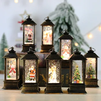 

Christmas Decoration Hanging Night Light Lanterns 3D Christmas Tree Angel Santa Claus Lamps Desktop Lantern For New Year 2021