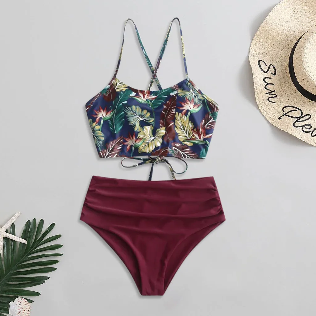 green flower swimsuit