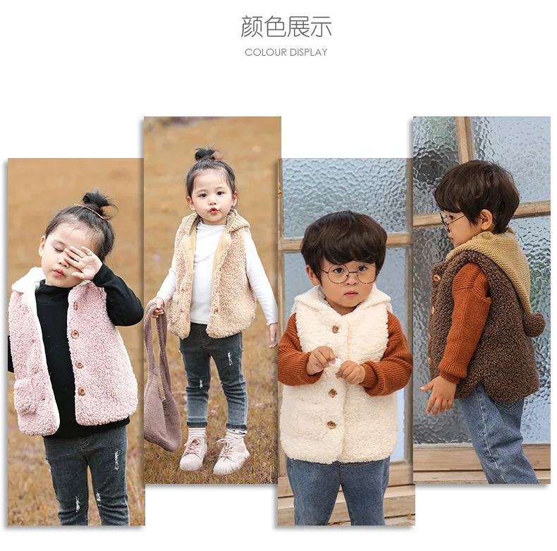 WEPBEL Baby Girls& Boys Winter Vests Hooded Toddler Fleece Vest Autumn Outerwear Clothes Children Warm Vests For Girls 2-6 Year