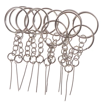 

10 PCS/Bag Metal Blank Keyring Keychain Split Ring Keyfob Key Holder Rings DIY Key Chains bag Accessories Silver Plated