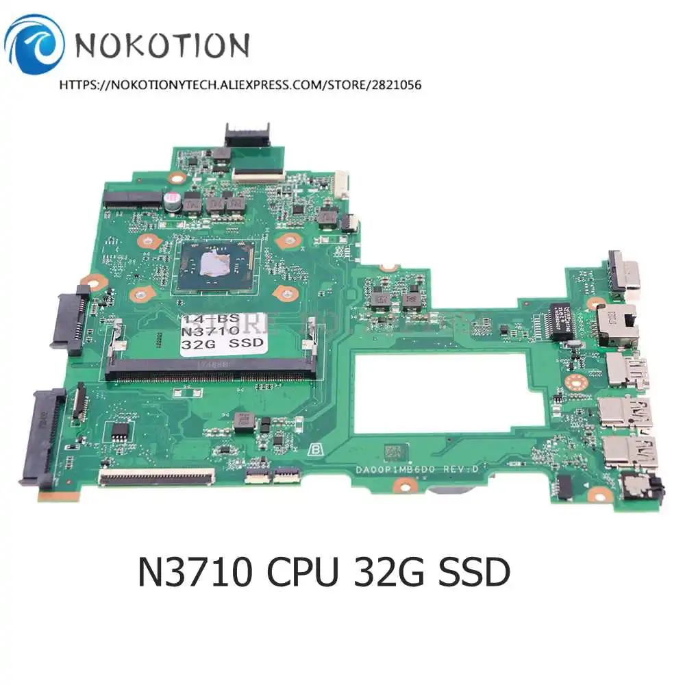 Материнская плата NOKOTION DA00P1MB6D0 для ноутбука HP 14-BS серии 14-BS043N материнская N3710 ЦП + 32