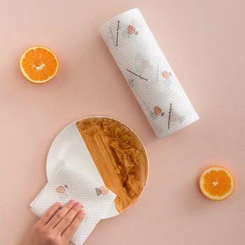 

1 Roll Non-Woven Fabric Washing Cleaning Cloth Towels Kitchen Towel Disposable Striped Practical Rags Wiping Souring Pad