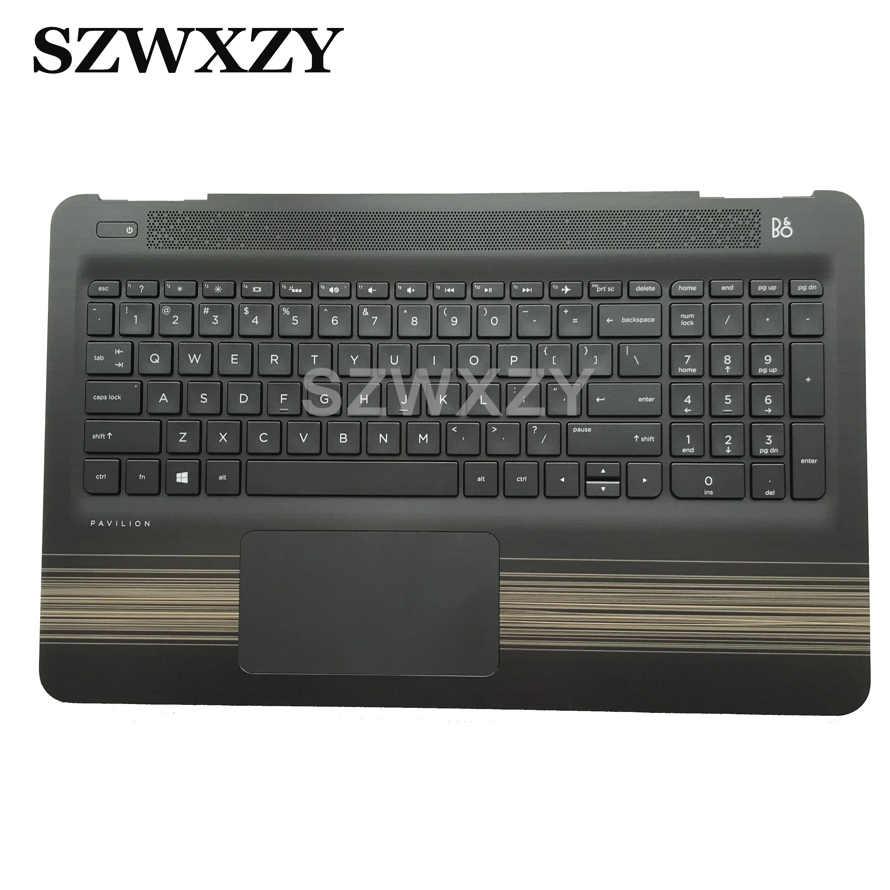 856040-002 для hp Pavilion 15-AU 15-AW Упор для рук верхняя крышка клавиатура с подсветкой Touc hp ad черные золотые полосы