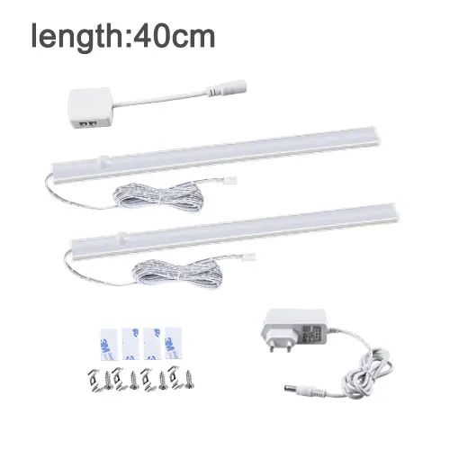 2x40cm with power Светодиодный светильник с датчиком движения PIR, светильник для кухонного шкафа, прикроватная лампа для спальни, светодиодный светильник, декоративный, для общежития, на холодильник, светодиодный, Домашний Светильник ing - Цвет: 2x40cm with power