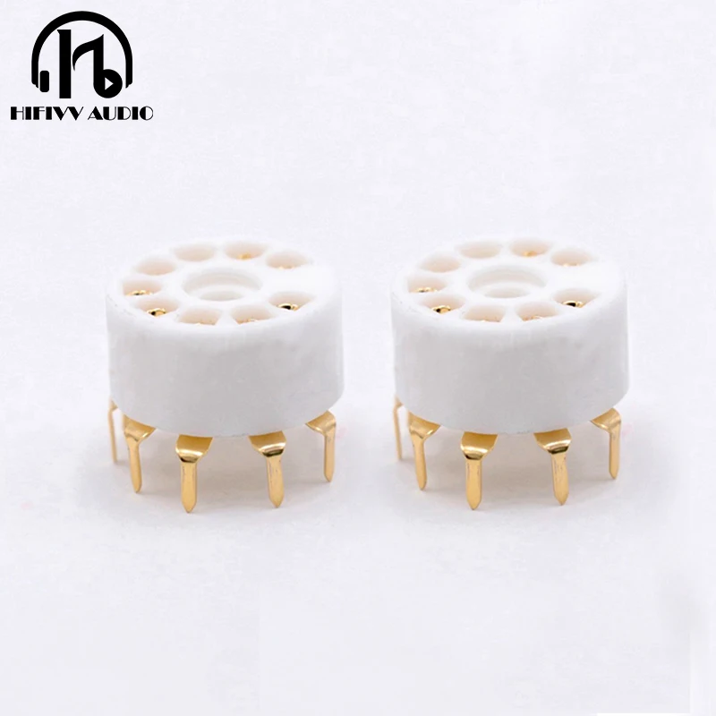 9 pin tube holder ceramic gold plated bipolar PCB socket tube 12AX7 6N4