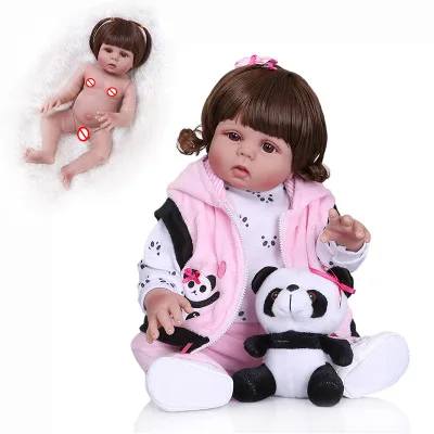 brown eye 48 см Boneca Reborn Baby Silicone Completa полный Reborn Baby Doll игрушки Реалистичные для детей на день рождения Рождественский подарок игрушка для ванны - Цвет: brown eye