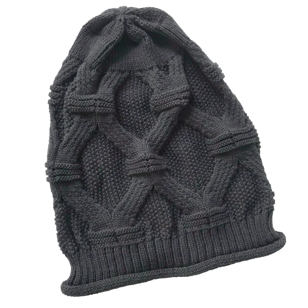 Dark Grey Женская Повседневная шапка, уличная вязаная шапка, вязаная крючком, теплая шапка в стиле хип-хоп, шерстяная шапка s gorros hombre invierno, зимняя Лыжная Шапочка - Цвет: Dark Grey
