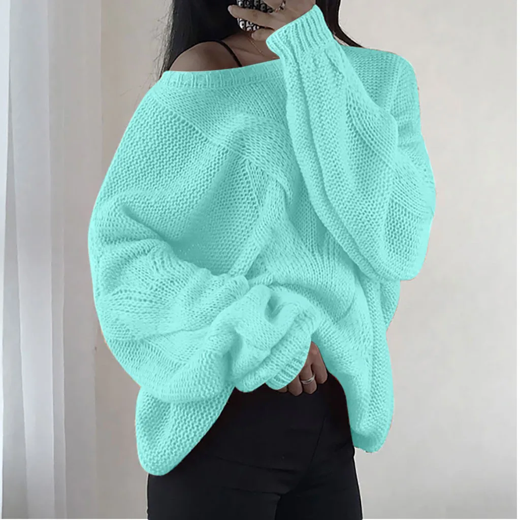 

Sweater Women Winter 2019 Knitted Warm Long Sleeve Pullover Solid Casual Sweater Female 2019 Autumn Overalls Sweater#G8