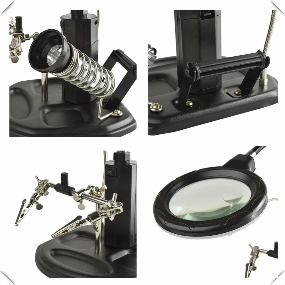 Soldering Helping Hand With LED Magnifier TE-802 (16)details