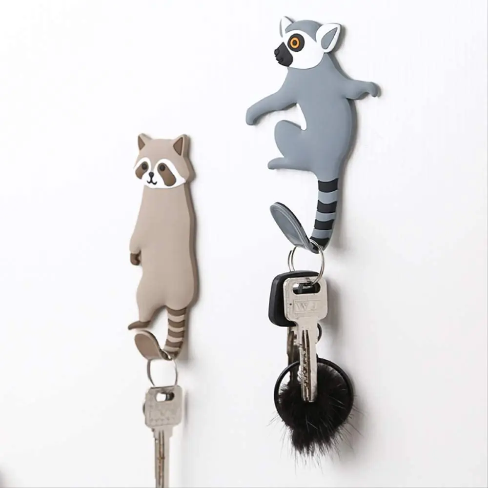 Cartoon Animal Wall Decorative Hook, Cat, Dog, Bird, Bear, Raccoon, Whiteboard Sticker, Refrigerator Kids Gifts, Home Decoration 5