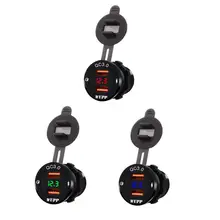 12 В/24 В алюминиевый водонепроницаемый двойной QC3.0 USB быстрое зарядное устройство адаптер питания с светодиодный вольтметр для автомобиля МОРСКОЙ лодочный мотор