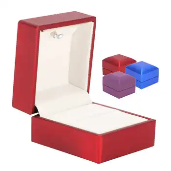 

Ring Box with LED Light Jewelry Display Gift Box for Proposal Engagement Weddings Red/Purple/Blue