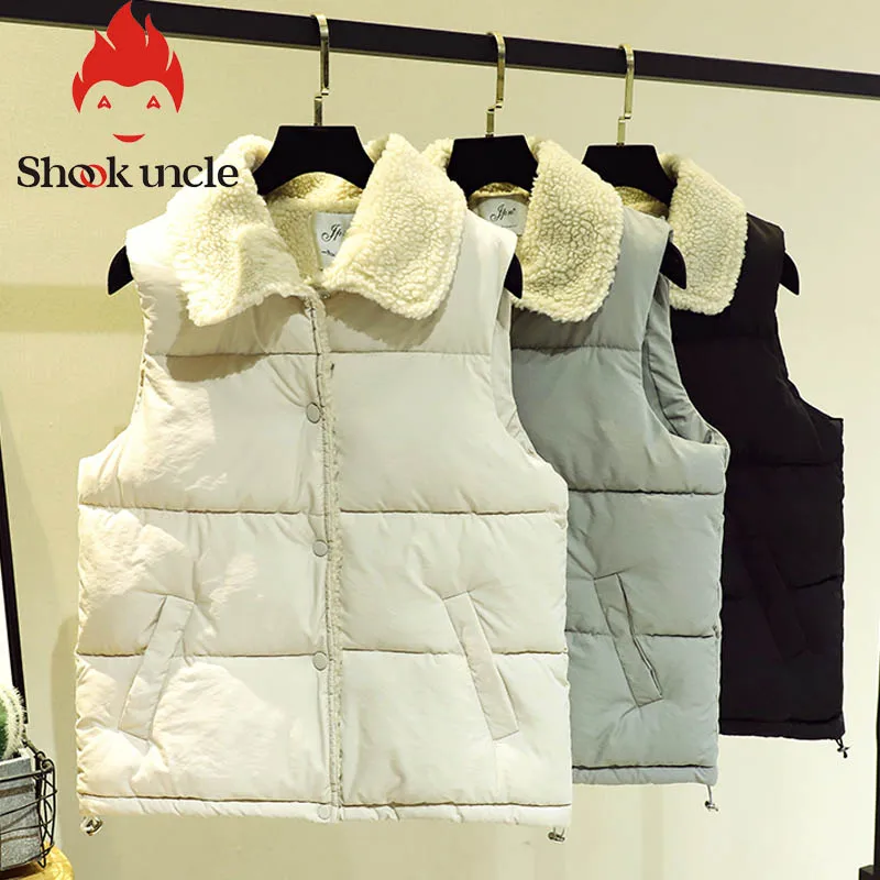 

Winter Fur collar Vest Women Outerwear Autumn Women's Slim fit Cotton Vest Sleeveless Waistcoat Jacket Warm Windproof Female Top