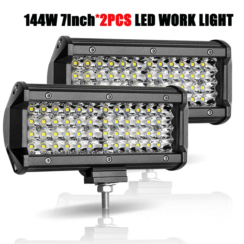 2PCS 144W 7 inch 60-480 Вт светильник-бар внедорожный 4x4 12V 24V автомобильные аксессуары 4-23 дюймов светодиодный рабочий светильник комбинированный луч дальнего света ATV SUV UTV Trucks - Цвет: 2PCS 144W 7 inch