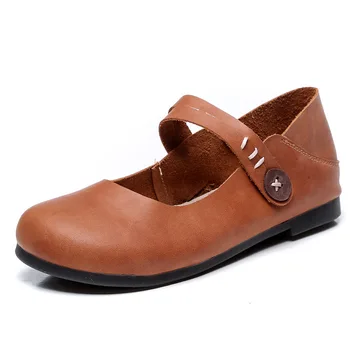 

2020 New Genuine Leather Oxford Shoes For Women Flat Shoes Chaussures Femme Retro Handmade Slip On Casual Shoes Women
