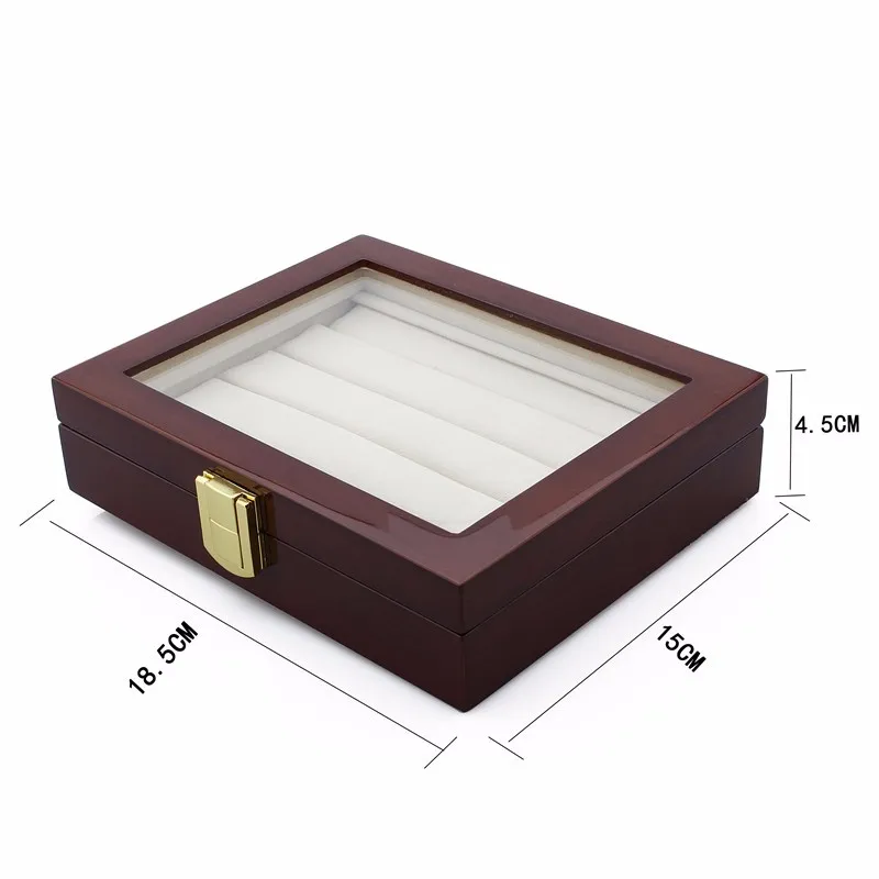 Luxury Cufflinks Tie Clips Jewelry Box Jewelry Case Boxes Wood Box Display Elegant Dark Brown Storage Case Jewelry Organizer