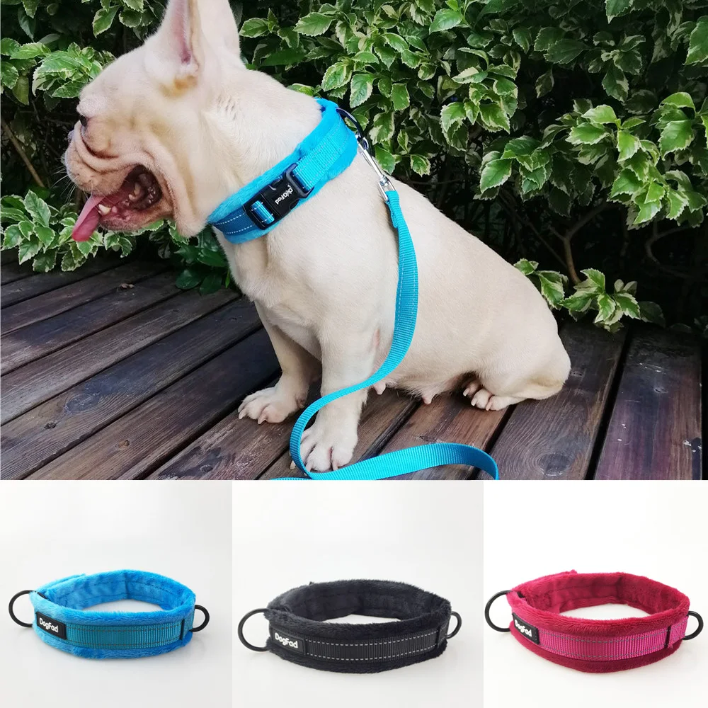 

Dog collar Soft Flannel Padded Back/Front Clip for Easy Control pet collar Adjustable Reflective Small Medium Large Dogs Leads