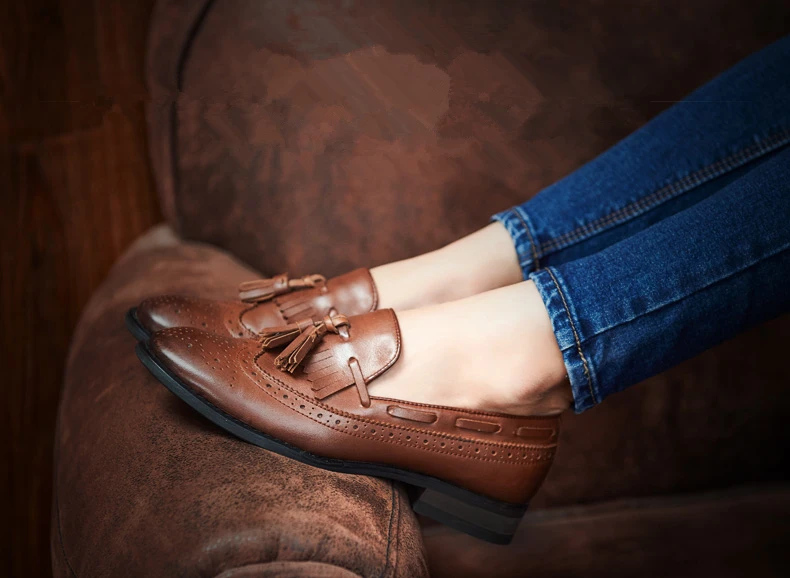 Steinmeier/женские туфли-оксфорды на плоской подошве; женские коричневые кроссовки из натуральной кожи; женские броги; винтажная повседневная обувь для женщин