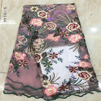

Fancy embroidery design african net lace fabric with beads JIANXI.C-686801 french tulle lace fabric