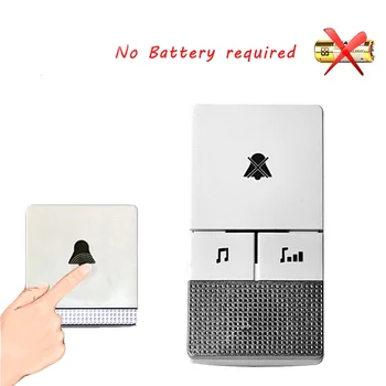 

Self Powered Waterproof Wireless DoorBell Night Light Sensor No Battery EU Plug Smart Door Bell with 1 2 Button/Receiver