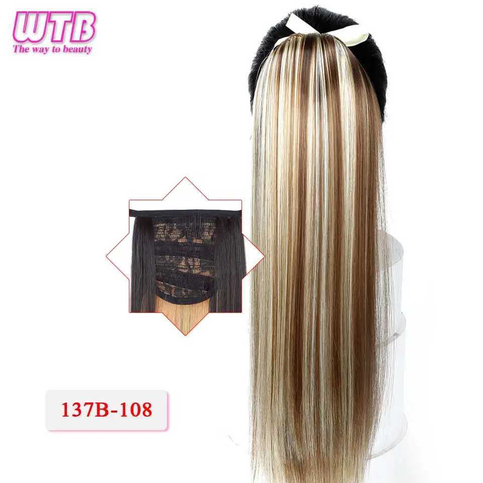 WTB Синтетические Длинные Прямые Шнурки конский хвост клип в наращивание волос для женщин термостойкие волокна шиньоны - Цвет: 108