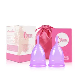 Menstrual Cup - Premium Medical-Grade Silicone Hygiene Solution - L (2 Cup Box Purple)