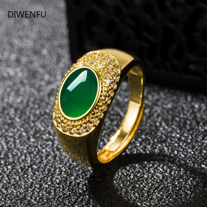 

2021 Wedding 22K Yellow Gold Emerald Rings Women Resizable Jewlery Organiser Wedding Rings Couples Vintage Gold Jewelry Luxury