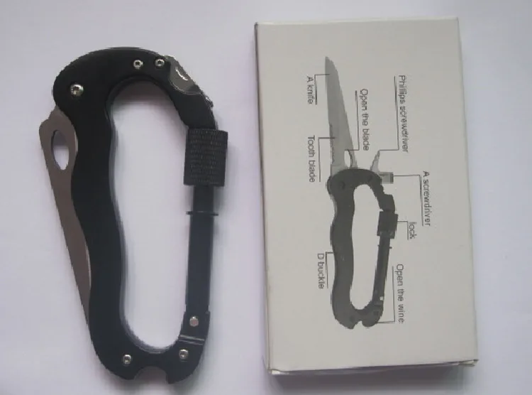 Многофункциональный нож-карабин пять в одном Открытый QuickDraw Buckle Backsaw e d c инструмент d-типа карабин складной нож