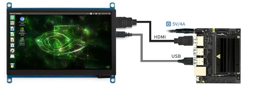 Waveshare 7 дюймовый HDMI ЖК-дисплей(H) планшетный монитор 1024x600 ips емкостный Сенсорный экран поддерживает Raspberry Pi BB Черный Banana Pi и т. д