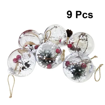 

9pcs Christmas Tree Pendant Transparent Plastic Christmas Balls Xmas Hanging Decoration Children Toys for Home Office Shop Mixed